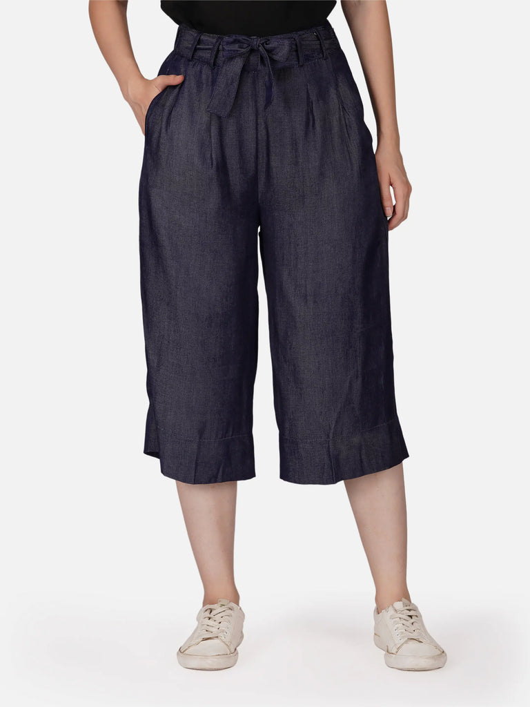 Culottes Pants with Waist Belt